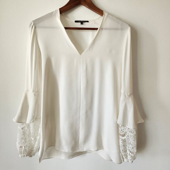 Kobi Halperin Silk Long Sleeve Lace Detail Blouse - Picture 1 of 8
